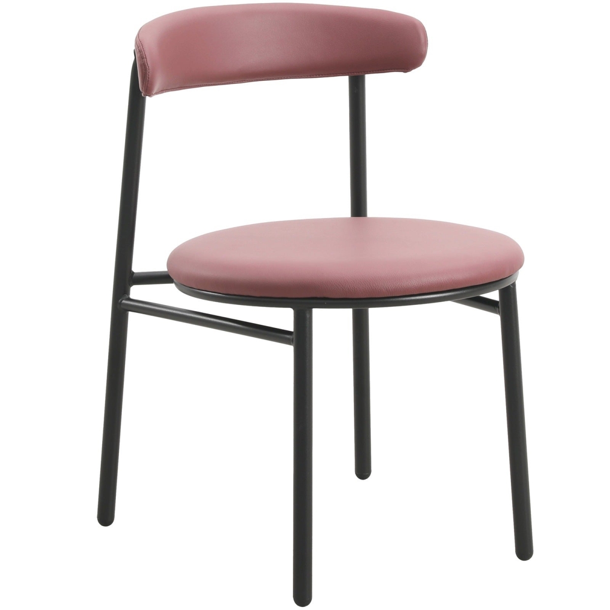 Lume Modern Dining Side Chair in Polyester with Black Steel Frame in Burgundy