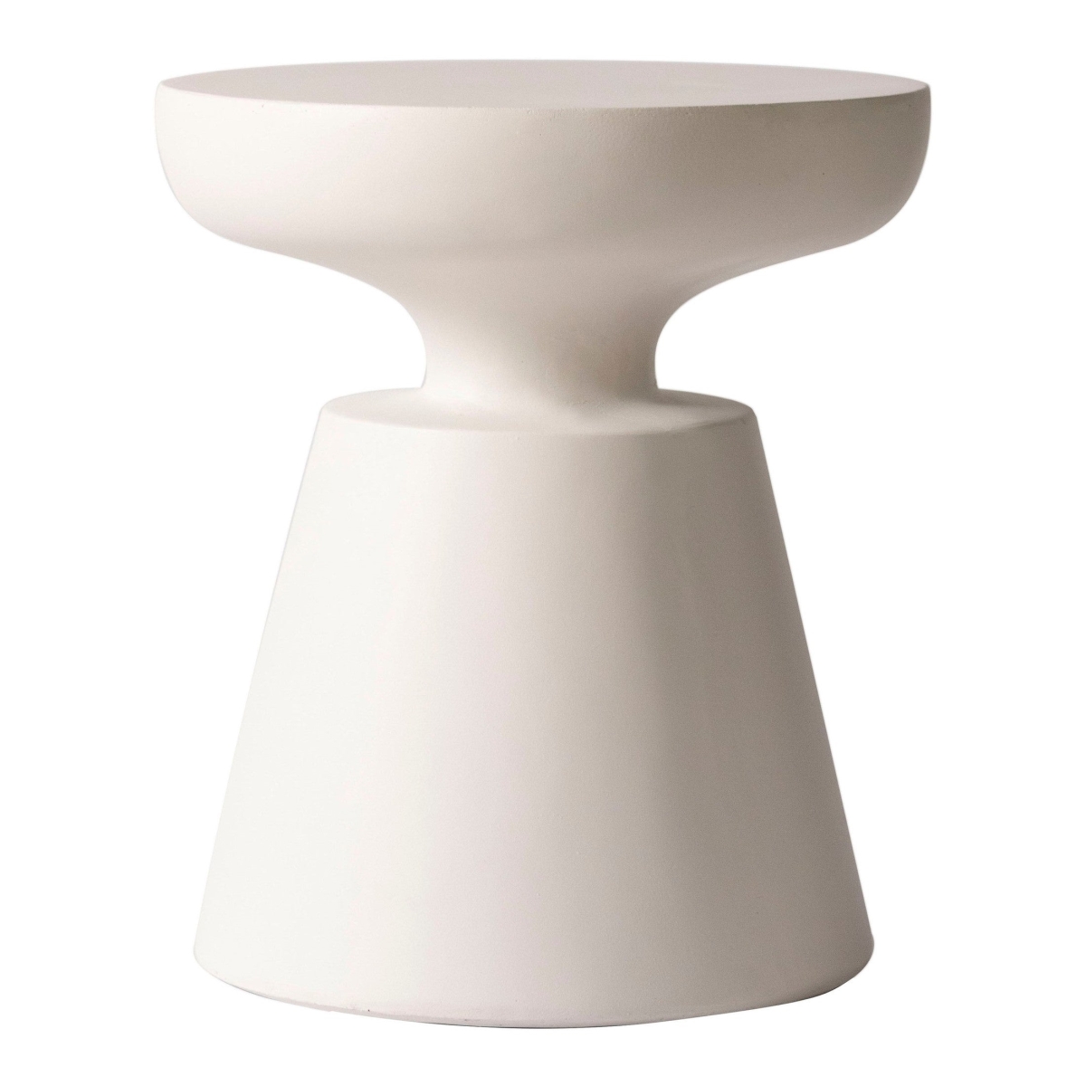 Isle 17 in Round Fiberstone Bowl Side Table, Pedestal Base, Fully Assembled