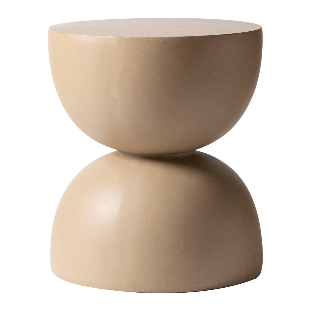 Sage Fiberstone Side Table, Half-Round Hourglass Design, Weatherproof, Fully Assembled