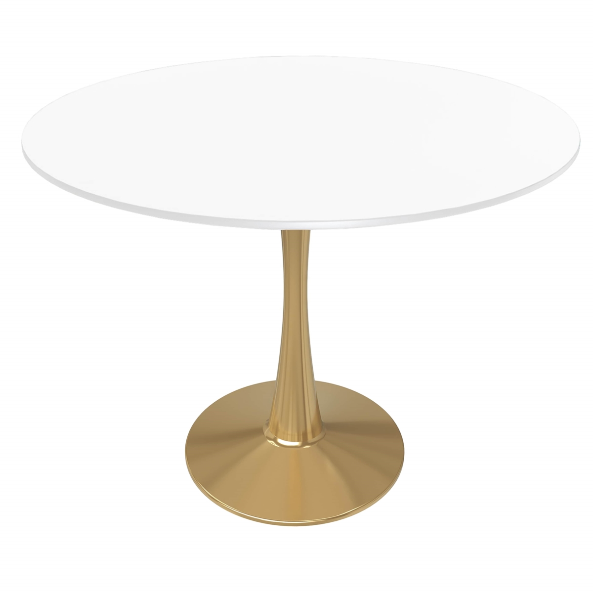BTG-40W 40 in. Bristol Round Dining Table - Gold Base with White Top