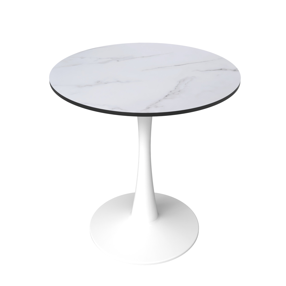 BTW-27MW 27 in. Bristol Round Dining Table - White Base with Marbled White MDF Top