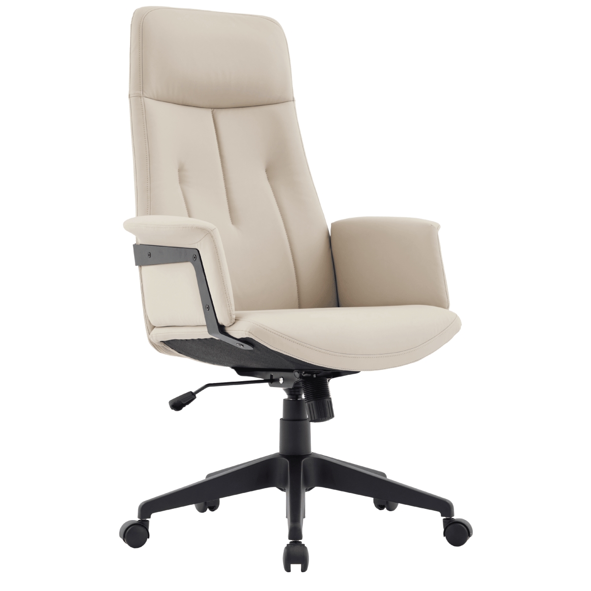 Infini High Back PU Leather Swivel Desk Chair, Padded Armrests, Iron Base