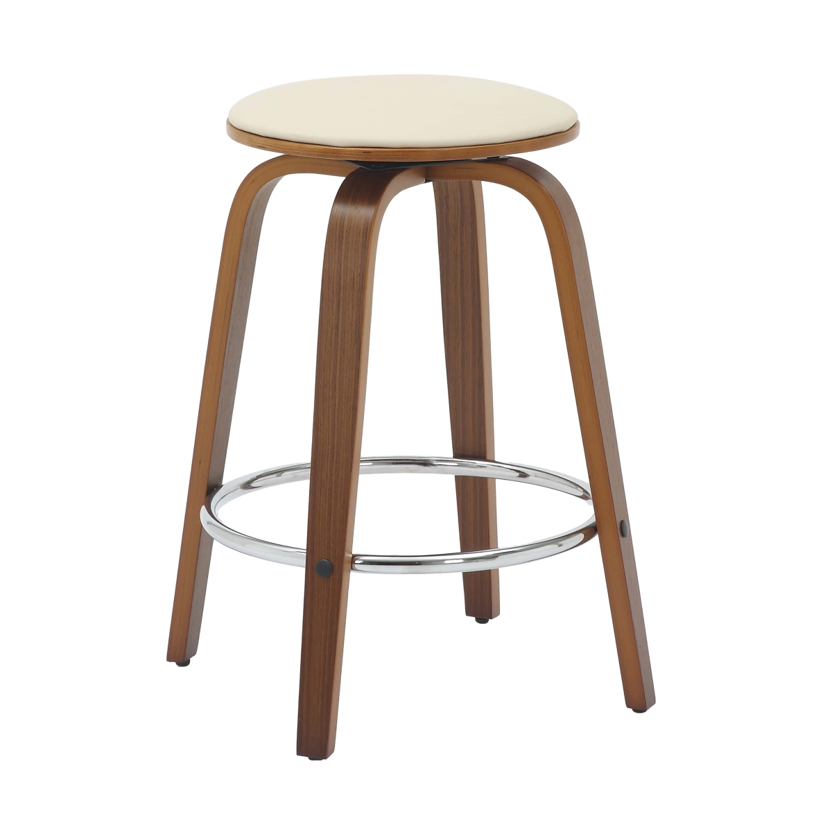 PRCWN-26LTP Pelya Collection Modern Wooden Counter Stool, Walnut & Light Taupe