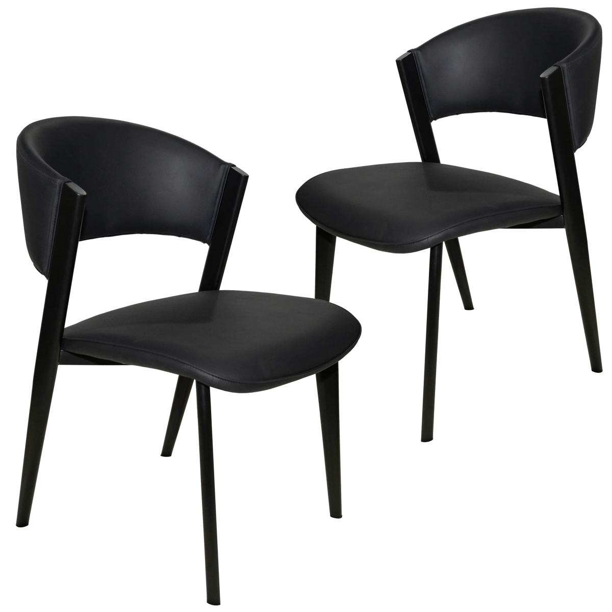 ACBL51BL2 Aspen Collection Modern Dining Chair with Black Frame, Black - Set of 2