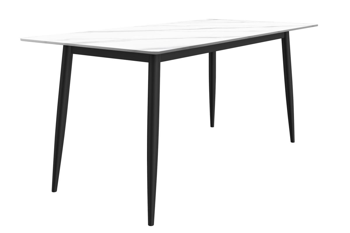 ZT39BL-62W-S Zayle Series Modern Dining Table, Black Base with 62 in. White Sintered Stone Top