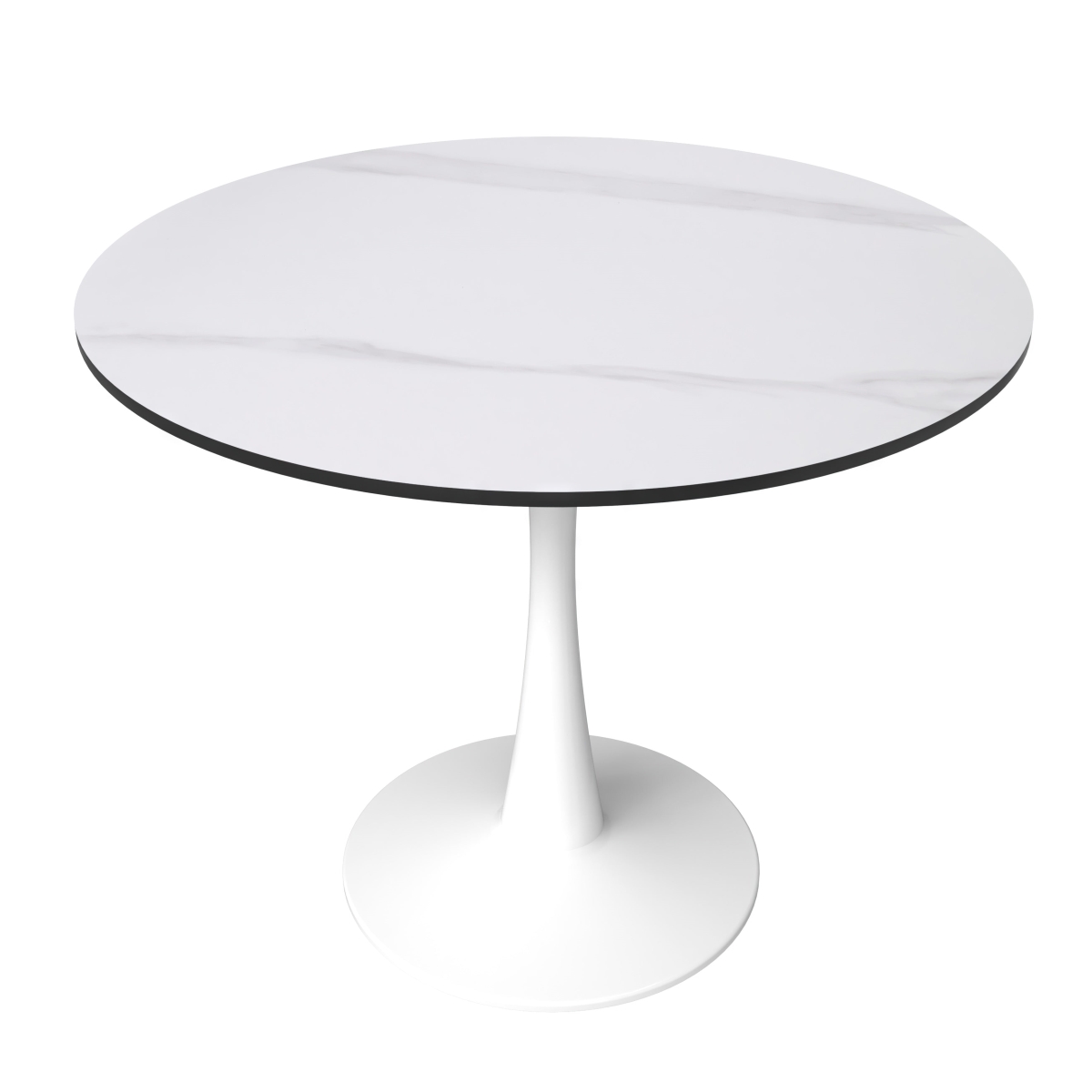 BTW-31WS 31 in. Bristol Round Dining Table - White Base with White Sintered Stone Top