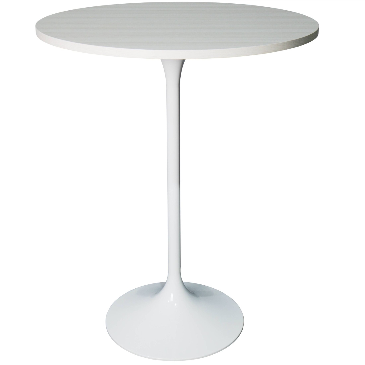 VT43W-27LNW Verve Collection Modern Bar Height Dining Table, White Base with 27 in. Round Light Natural Wood MDF Top