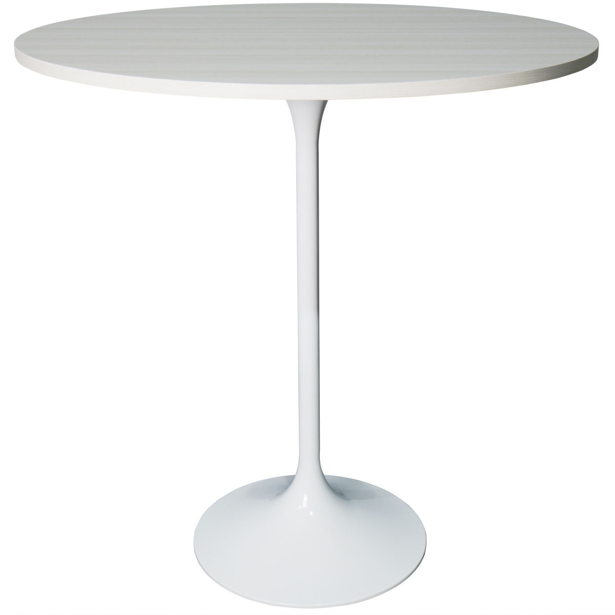 VT43W-36LNW Verve Collection Modern Bar Height Dining Table, White Base with 36 in. Round Light Natural Wood MDF Top