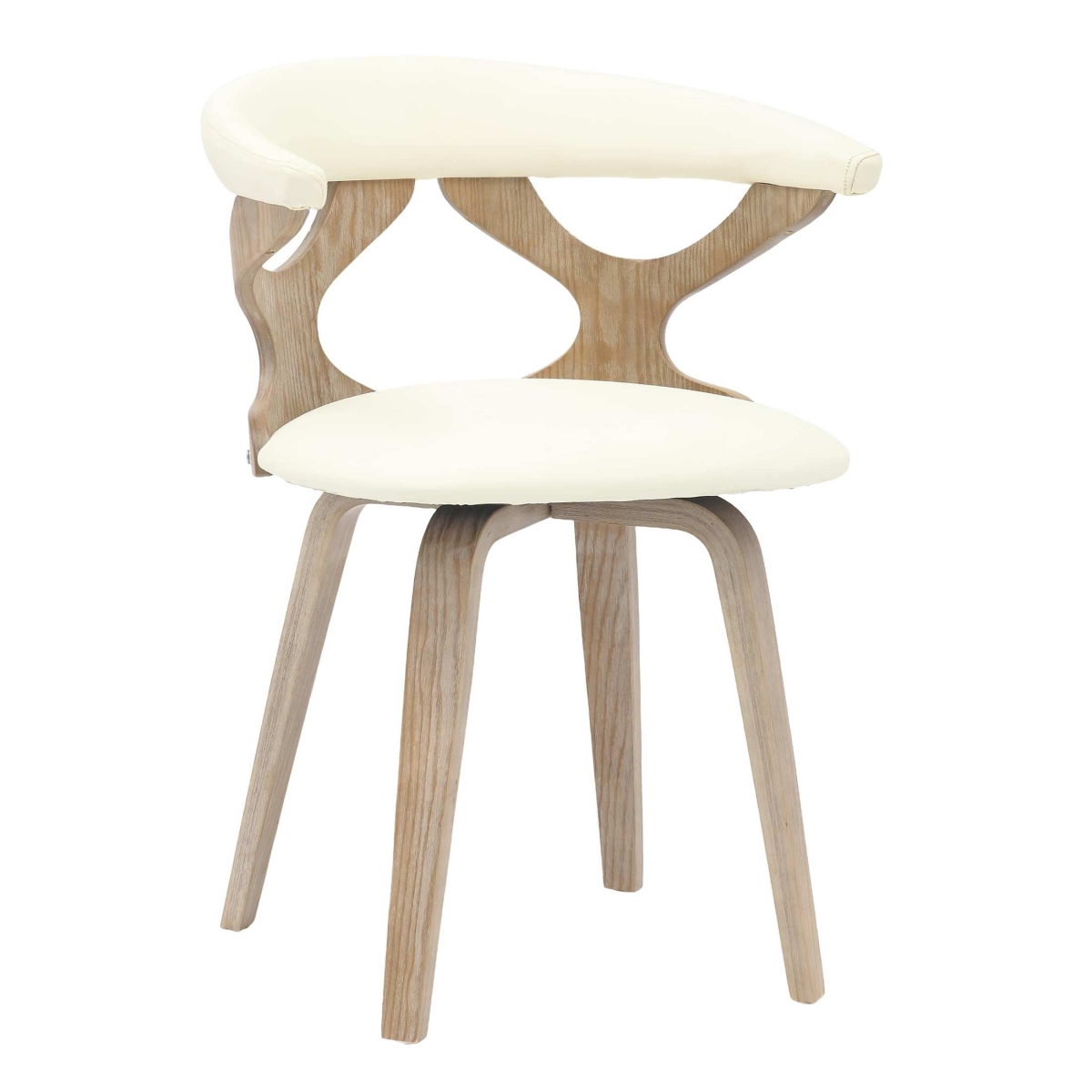 KCWW-22W Klyne Collection Modern Wooden Dining Chair, Washed Walnut Frame & White