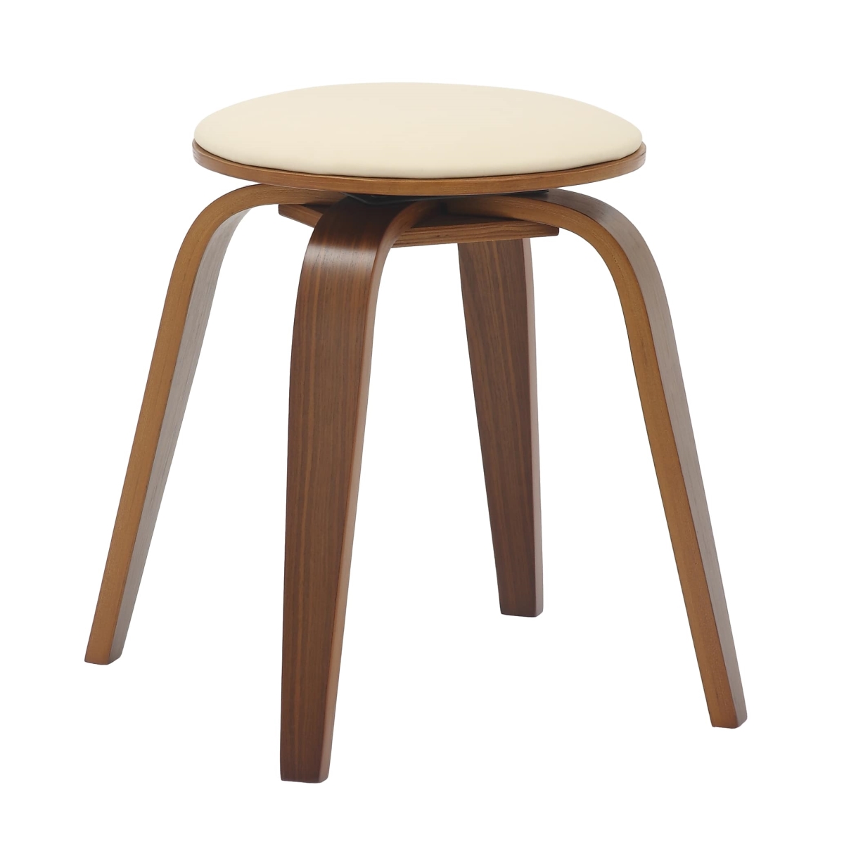 PDSWN-19CR Pelya Collection Modern Wooden Dining Stool, Walnut & Light Cream