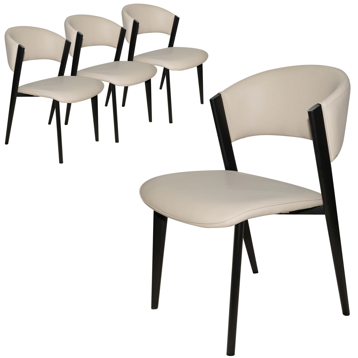 ACBL51LGR4 Aspen Collection Modern Dining Chair with Black Frame, Light Gray - Set of 4