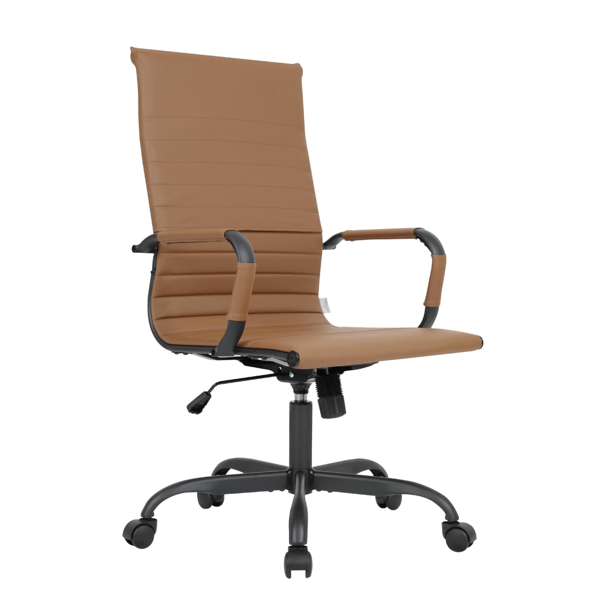 HOTBL19LBRL Harris Leather Home High-Back Office Chair, Light Brown with Black Frame