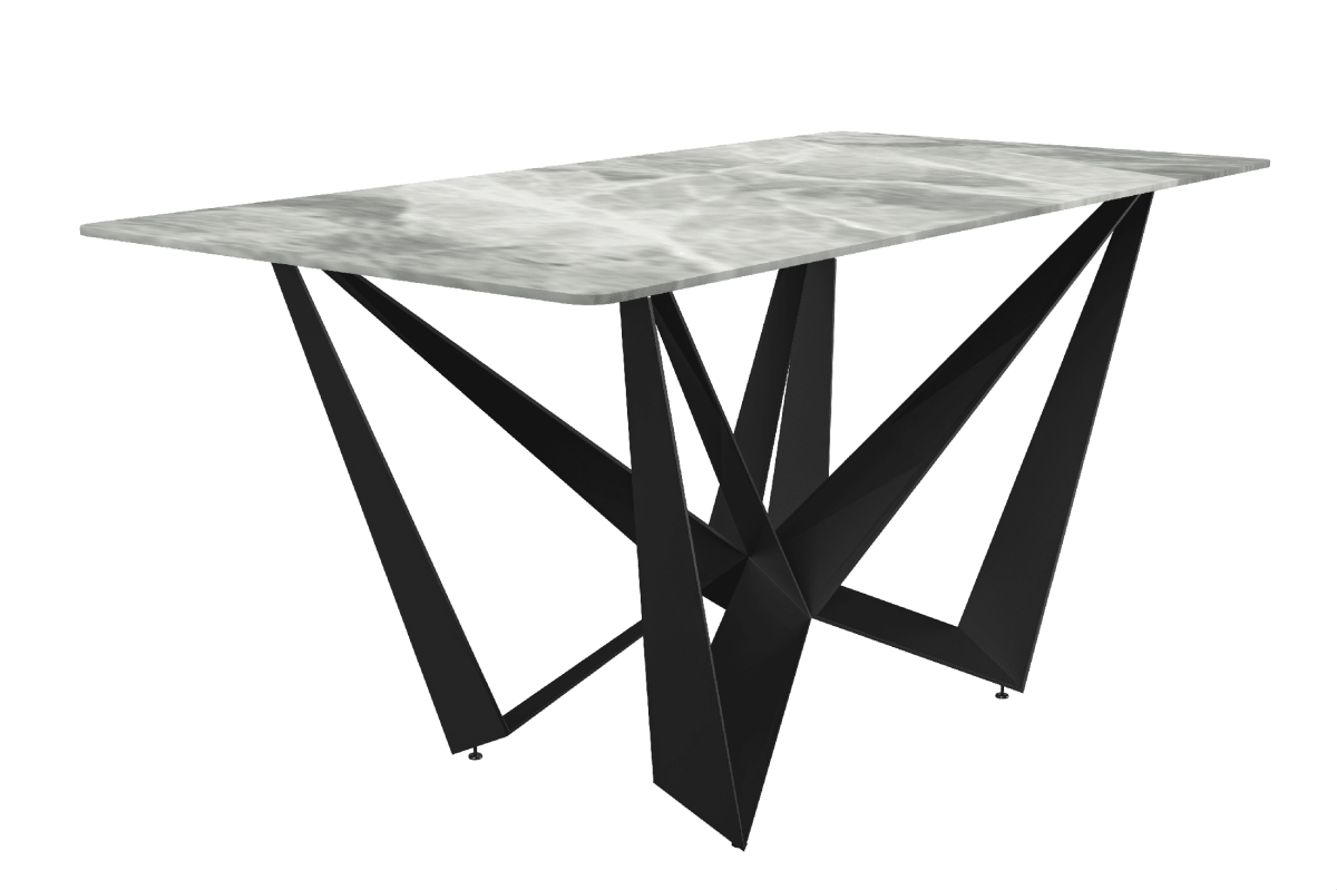 NTBL-55IGR-S Nuvor Series Modern Dining Table, Black Base with 55 in. Light Gray Sintered Stone Top