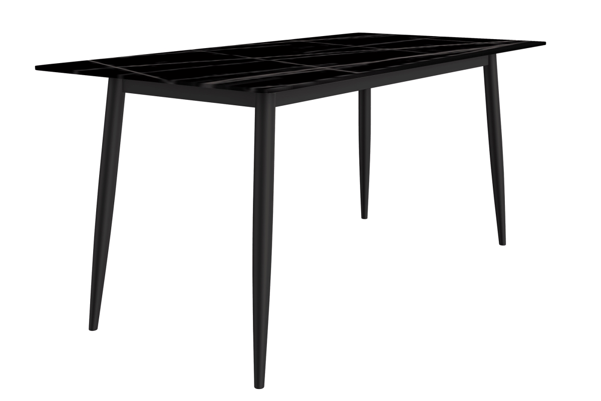 ZTBG-62BLG-S Zayle Series Modern Dining Table, Brushed Gold Base with 62 in. Black & Gold Sintered Stone Top