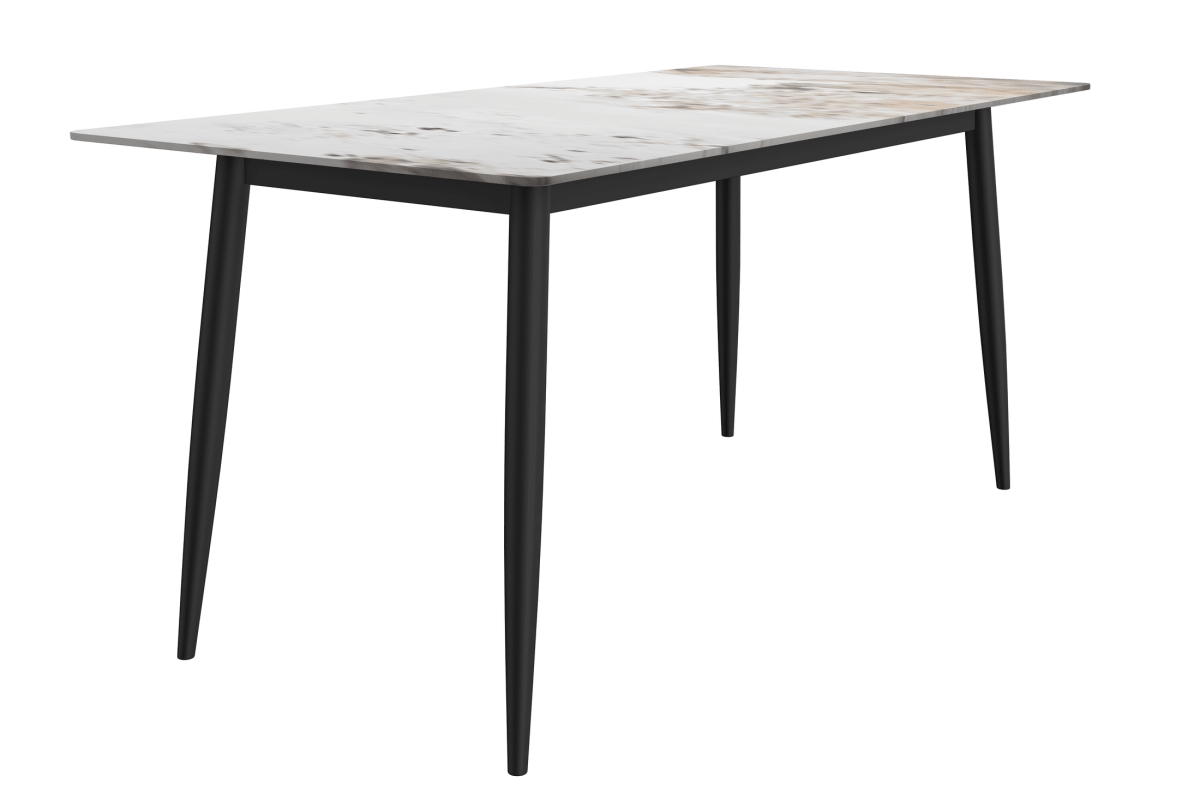 ZT70BL-71CG-S Zayle Series Modern Dining Table, Black Base with 71 in. White & Gray Sintered Stone Top