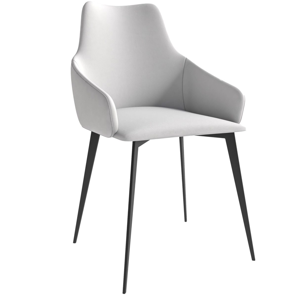 Sonnet Modern Dining Chair in Coconut White Fabric and Iron Legs