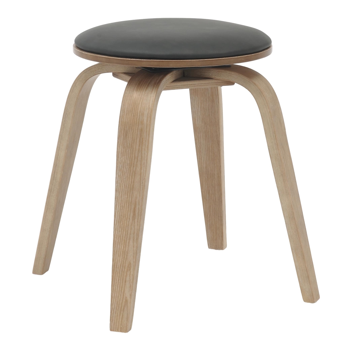 PDSWW-19BL Pelya Collection Modern Wooden Dining Stool, Washed Walnut & Black