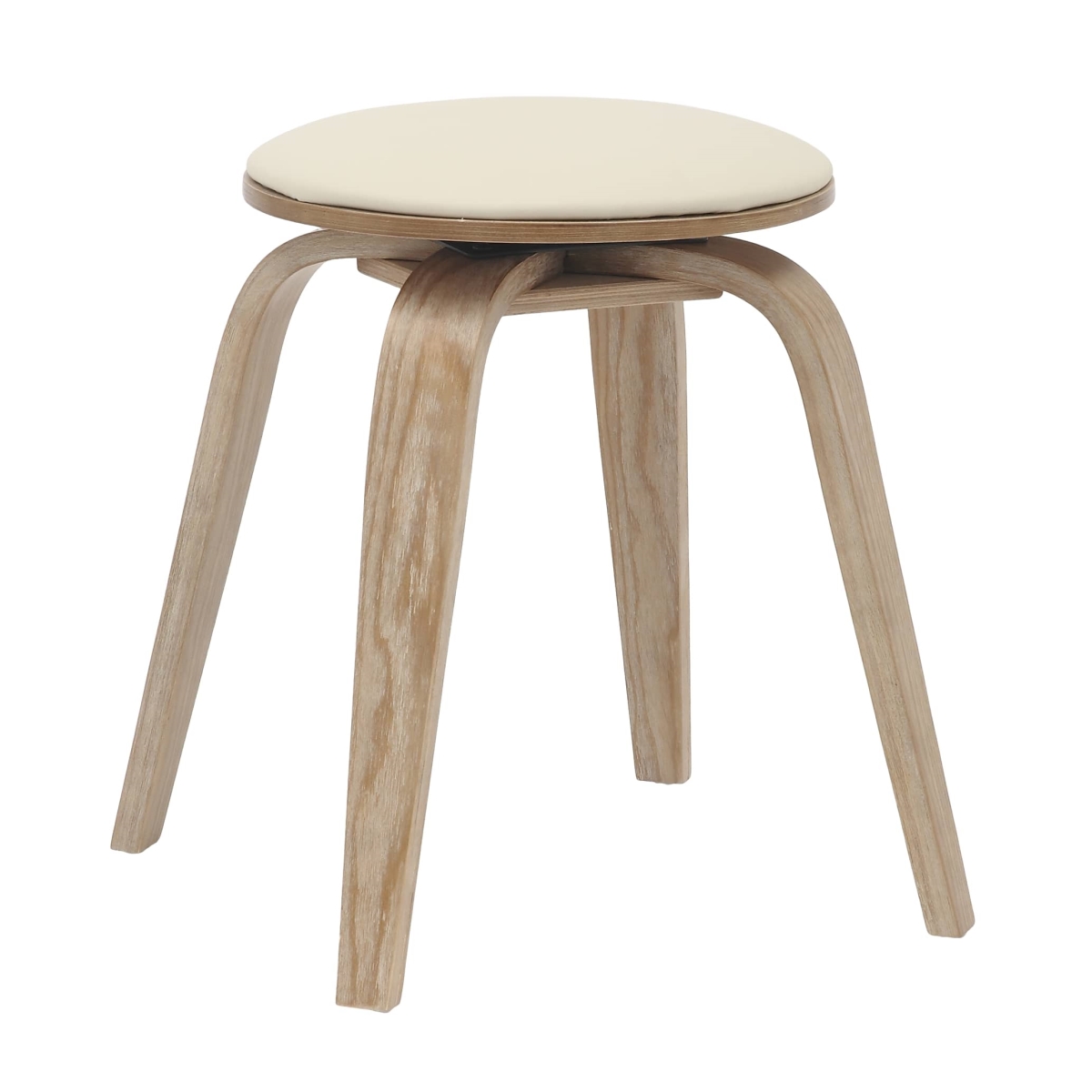 PDSWW-19TP Pelya Collection Modern Wooden Dining Stool, Washed Walnut & Taupe