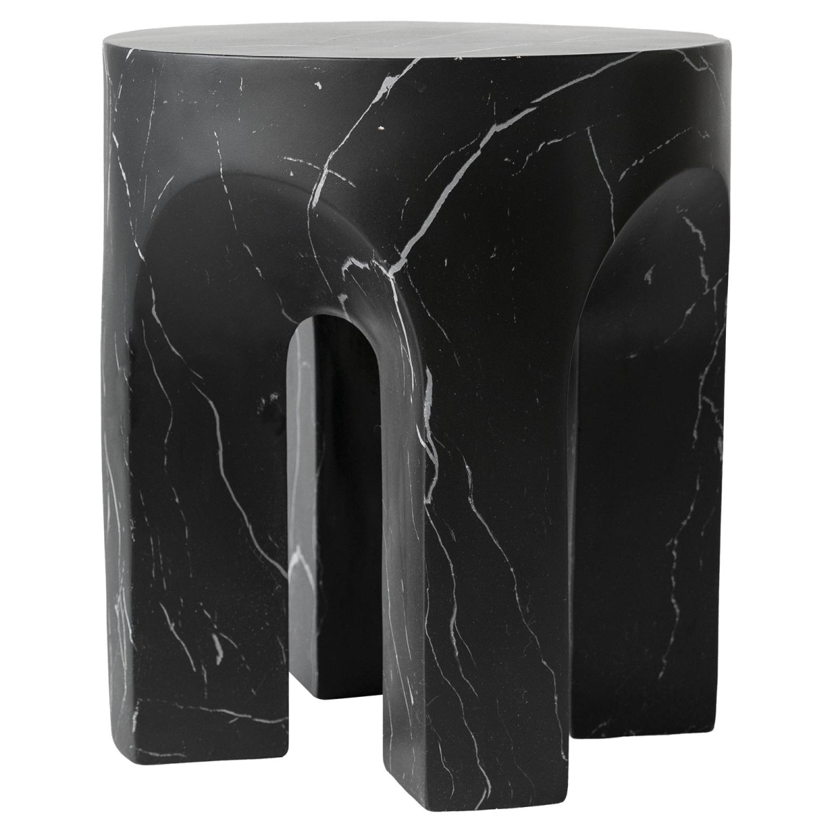 Crus Modern 18 in Round Fiberstone Side Table, 260 lb Capacity, Weather-Resistant, Fully Assembled