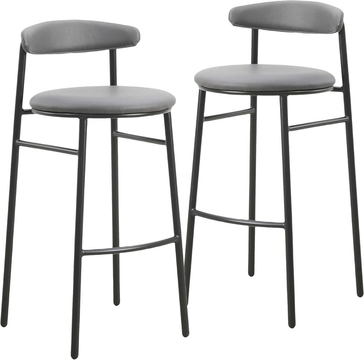 LB30CH2 Lume Collection Modern Bar Stool, Charcoal - Set of 2