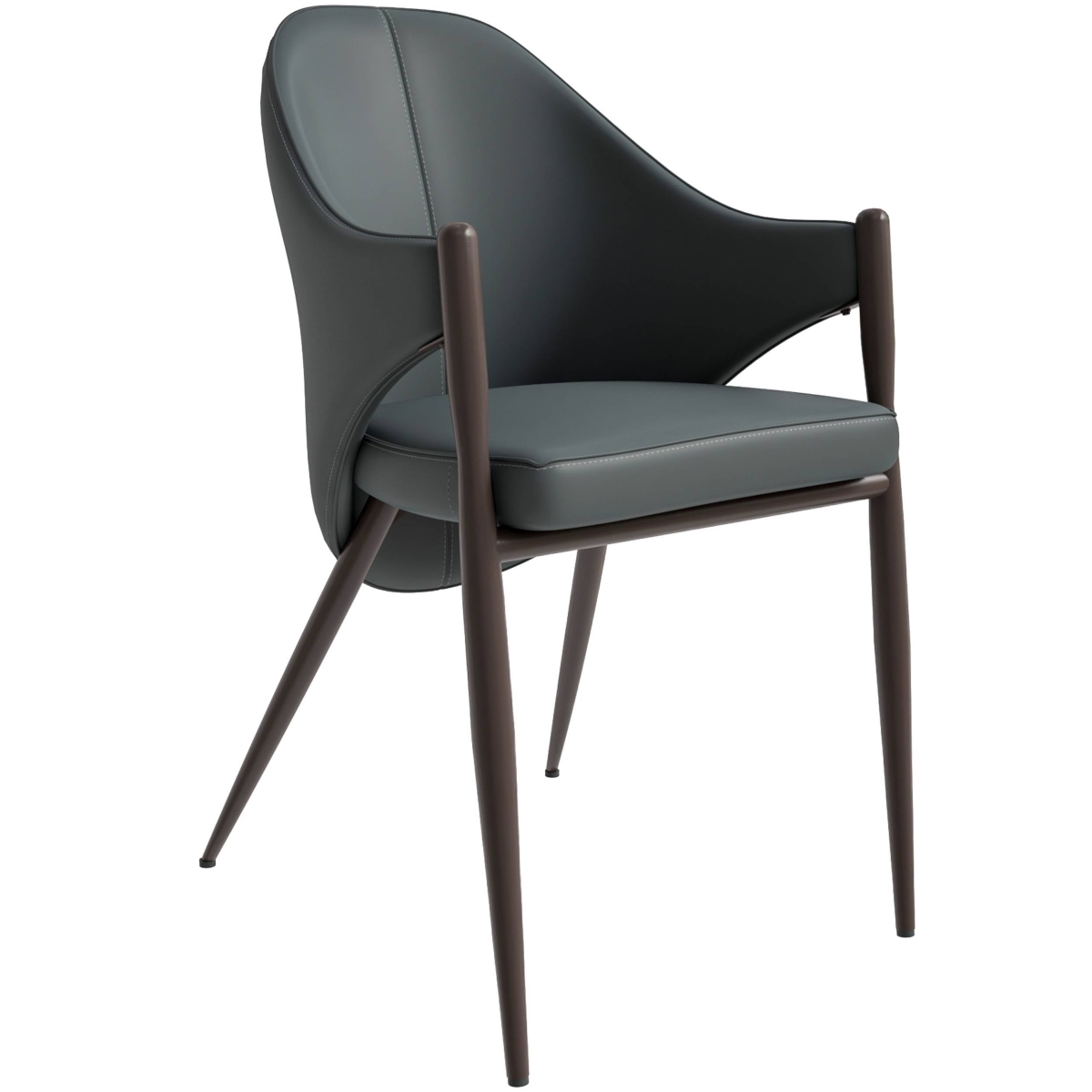 Sante Modern Leather Dining Arm Chair with Iron Legs in White/Bordouex