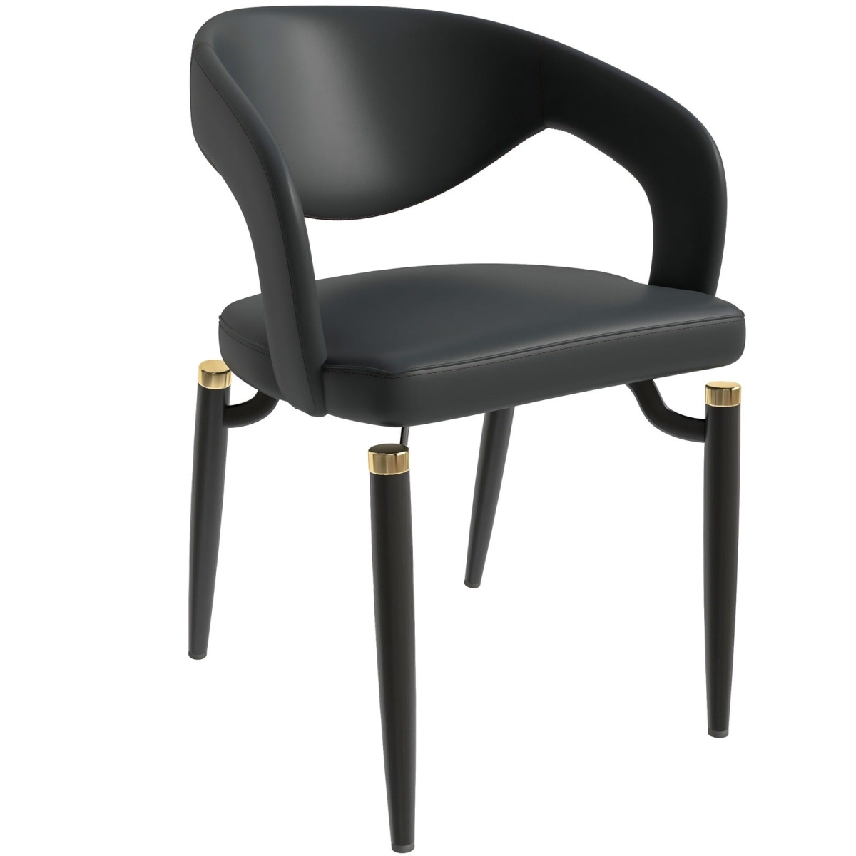 Entice Modern Leather Dining Chair with Iron Legs Open-Back Design in Charcoal Black
