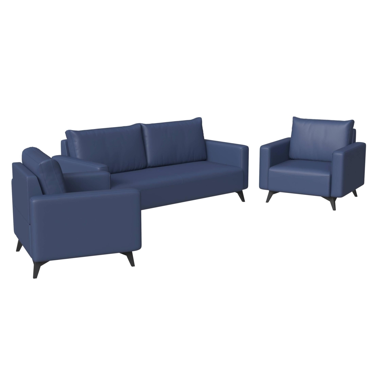 IS34-73DBU Inno Collection Sofa Set with 2 Single Seaters & 3 Seater, Dark Blue