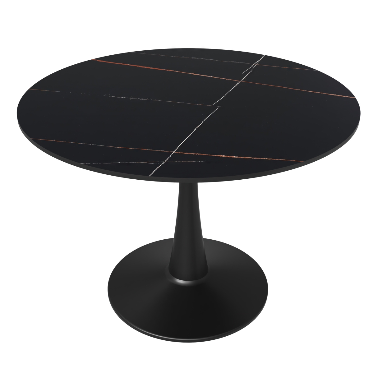 BTBL-40BLS 40 in. Bristol Round Dining Table - Black Base with Black Sintered Stone Top