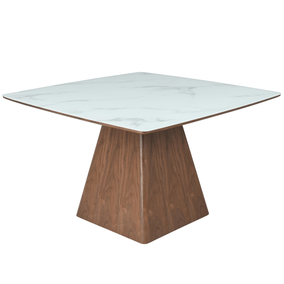 ZTWN-48WT Zephry Collection Modern Wooden Square Dining Table, Walnut with White Marbled Top