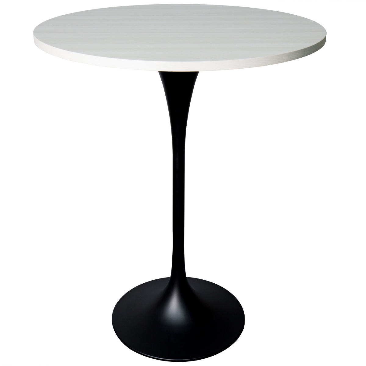 VT43BL-27LNW Verve Collection Modern Bar Height Dining Table, Black Base with 27 in. Round Light Natural Wood MDF Top
