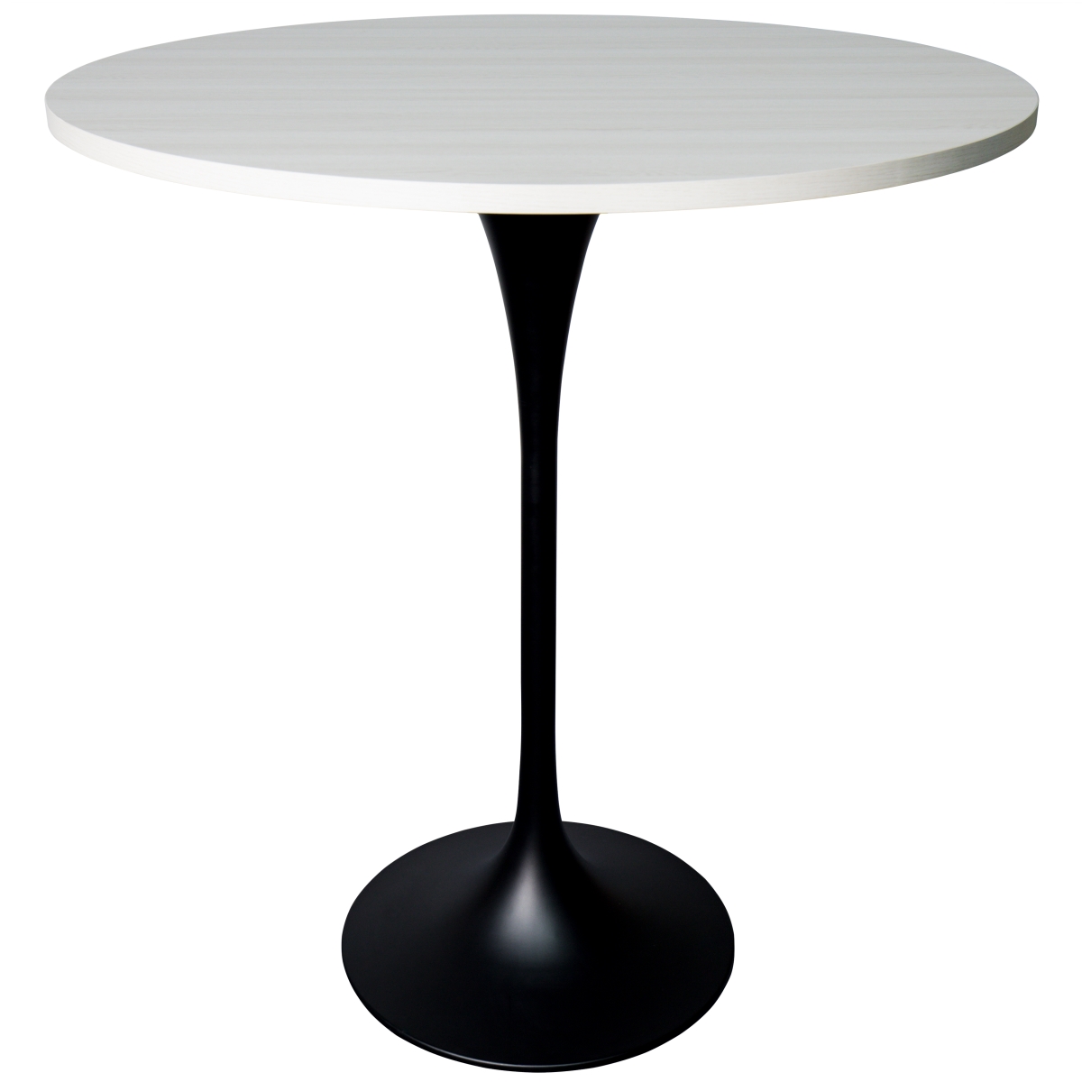 VT43BL-36LNW Verve Collection Modern Bar Height Dining Table, Black Base with 36 in. Round Light Natural Wood MDF Top