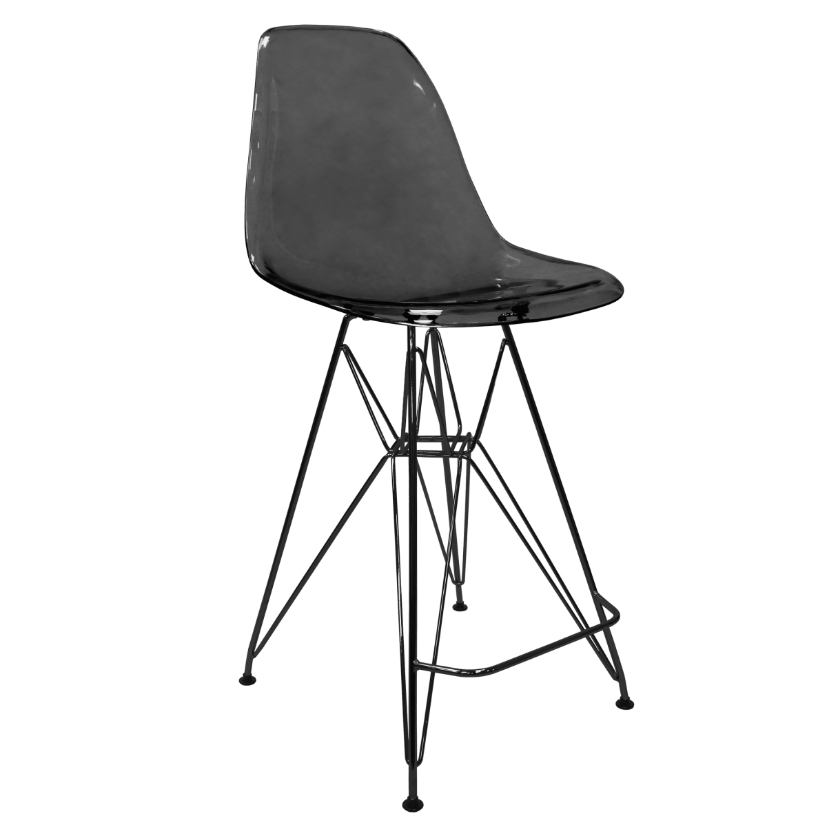 CRBL-30TBL Cresco Collection Modern Acrylic Bar Stool, Black Base with Transparent Black Seat