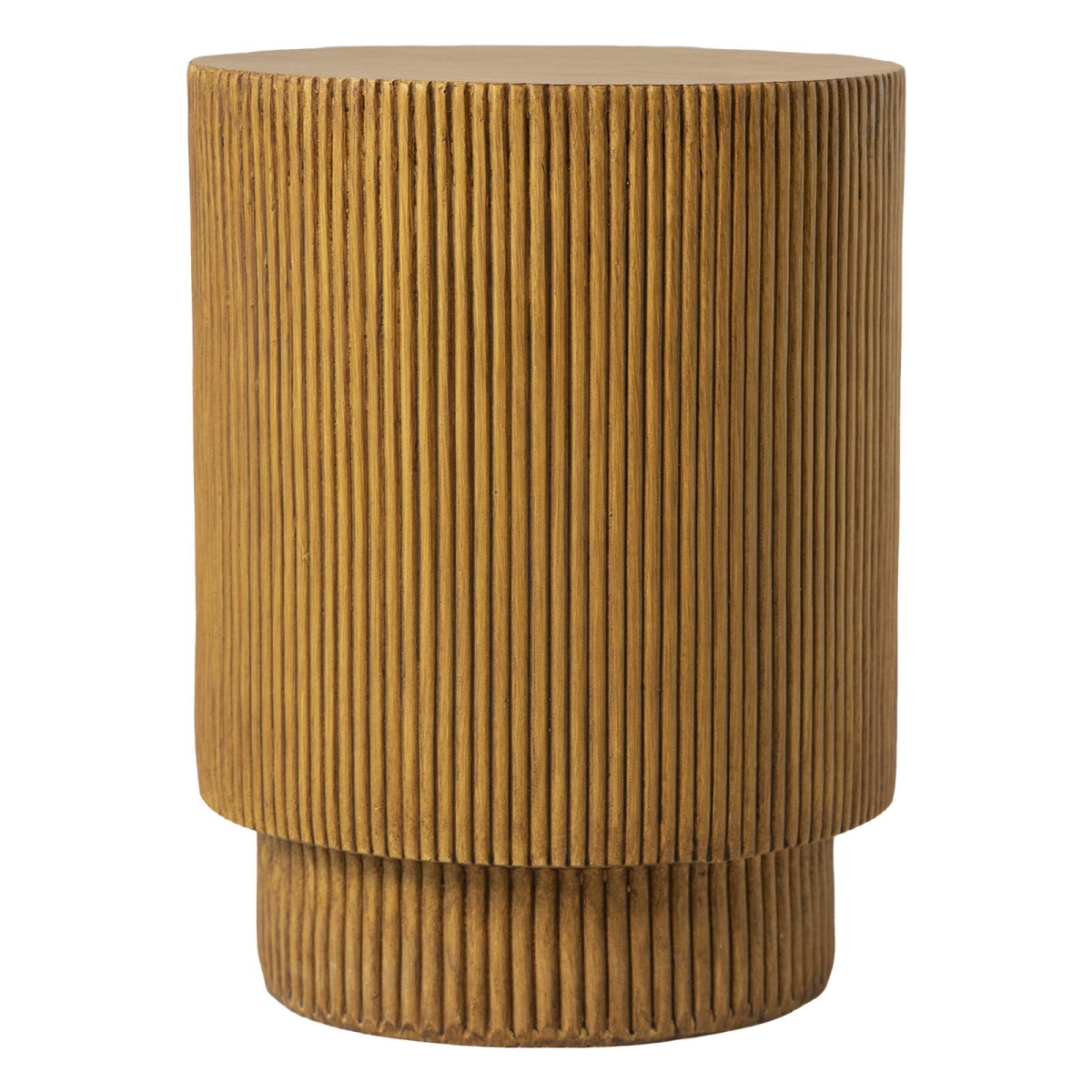Eden 14 in Round Stone Side Table, Weatherproof Pedestal Base, Fully Assembled