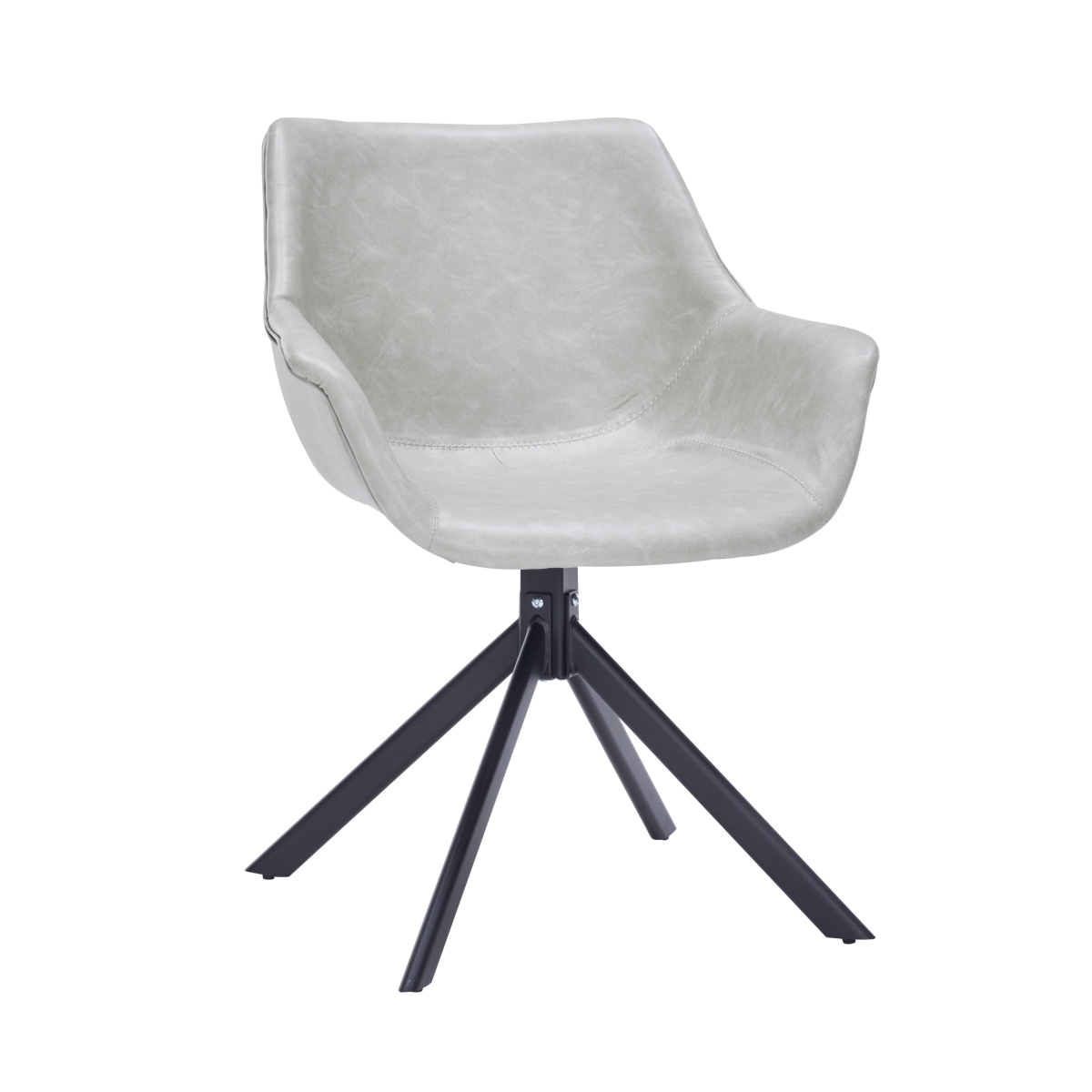 ESCBL-26-LGR Markley Modern Leather Dining Swivel Arm Chair, Light Gray