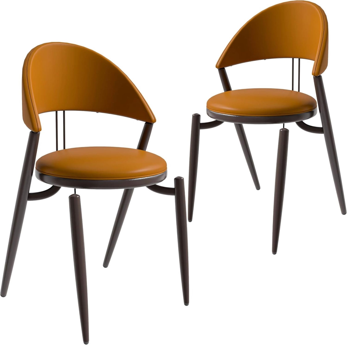 VC49LBR2 Venice Collection Modern Dining Chair, Black & Light Brown - Set of 2