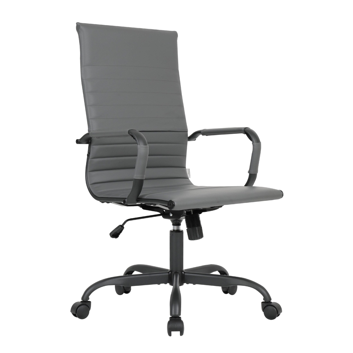 HOTBL19GRL Harris Leather Home High-Back Office Chair, Gray with Black Frame