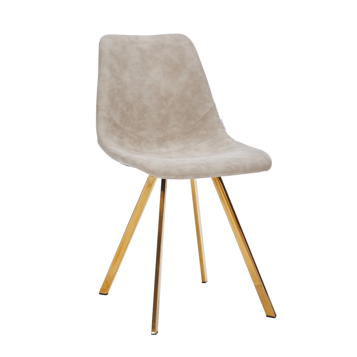 MCG18TP Markley Modern Leather Dining Chair with Gold Legs, Taupe