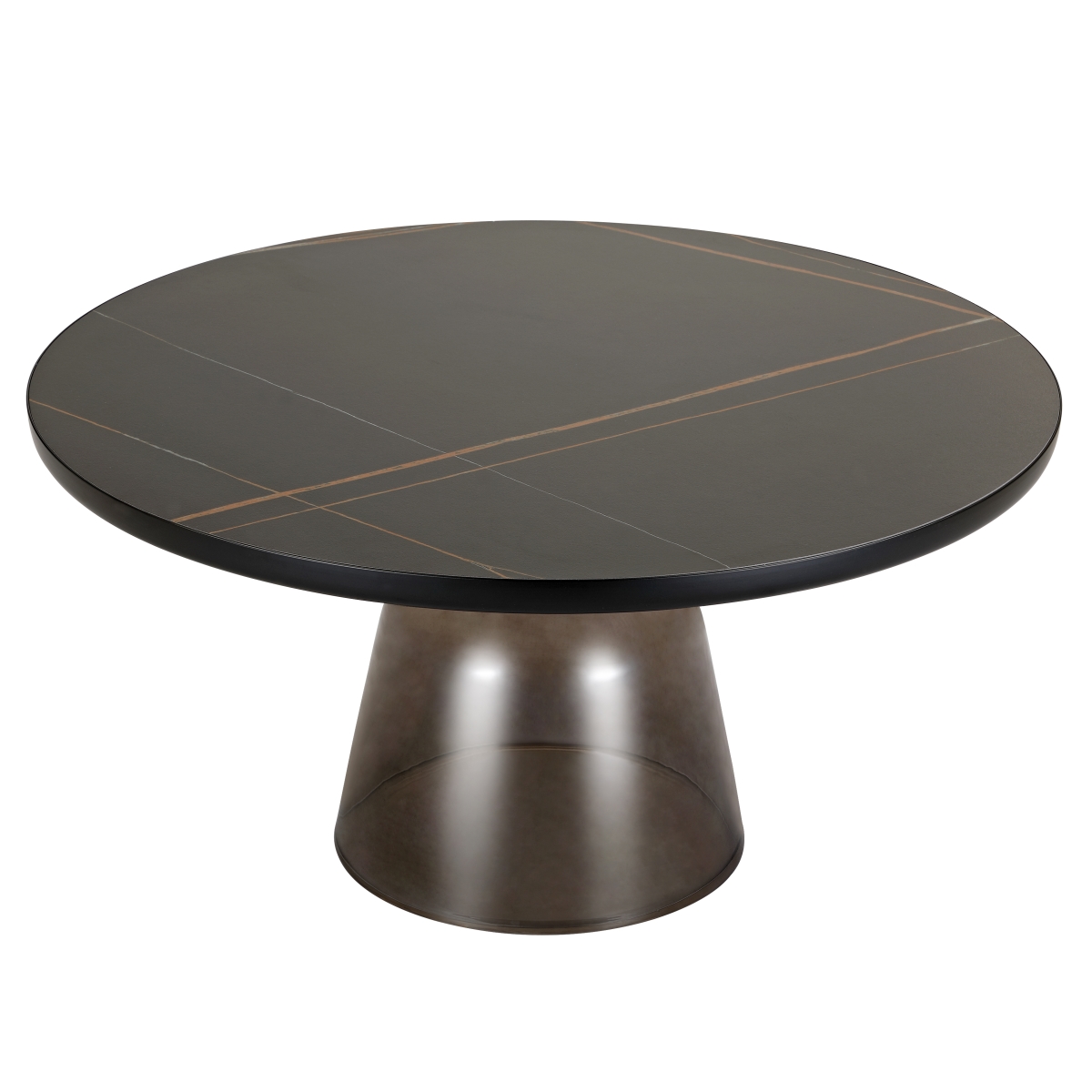 TCBL30GR-BLS Tully Glass Coffee Table with Grey Glass, Black Rim & Black Sintered Stone Top