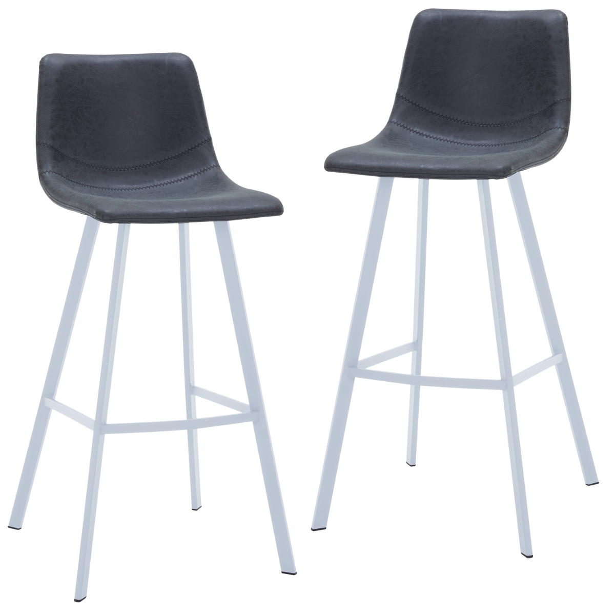 ESW-29BL2 Elland Bar Stool with White Base, Charcoal Black - Set of 2