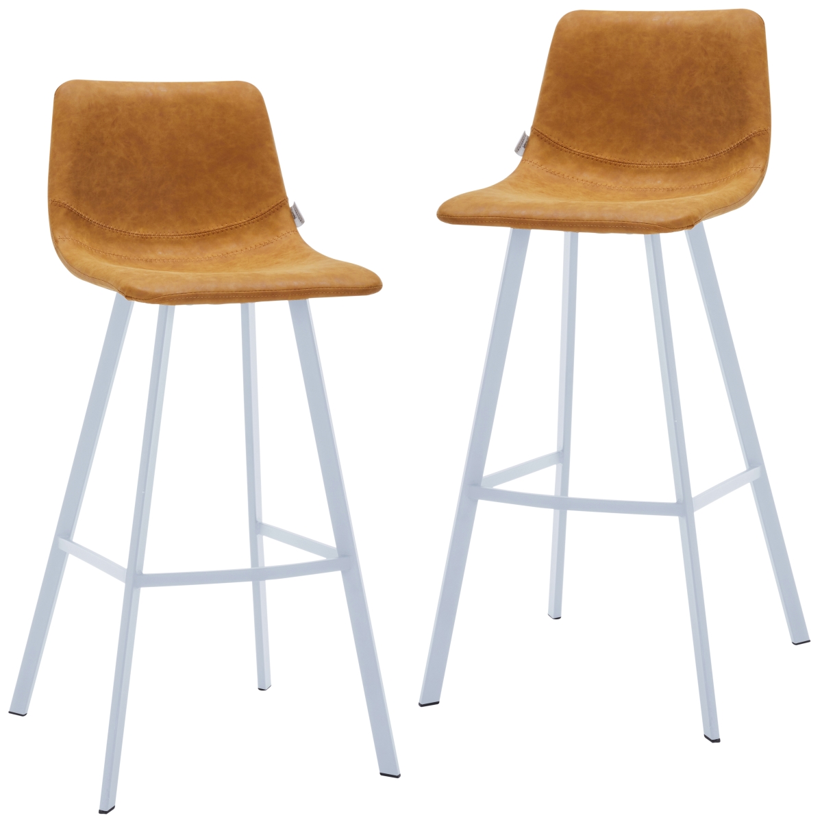 ESW-29BR2 Elland Bar Stool with White Base, Light Brown - Set of 2