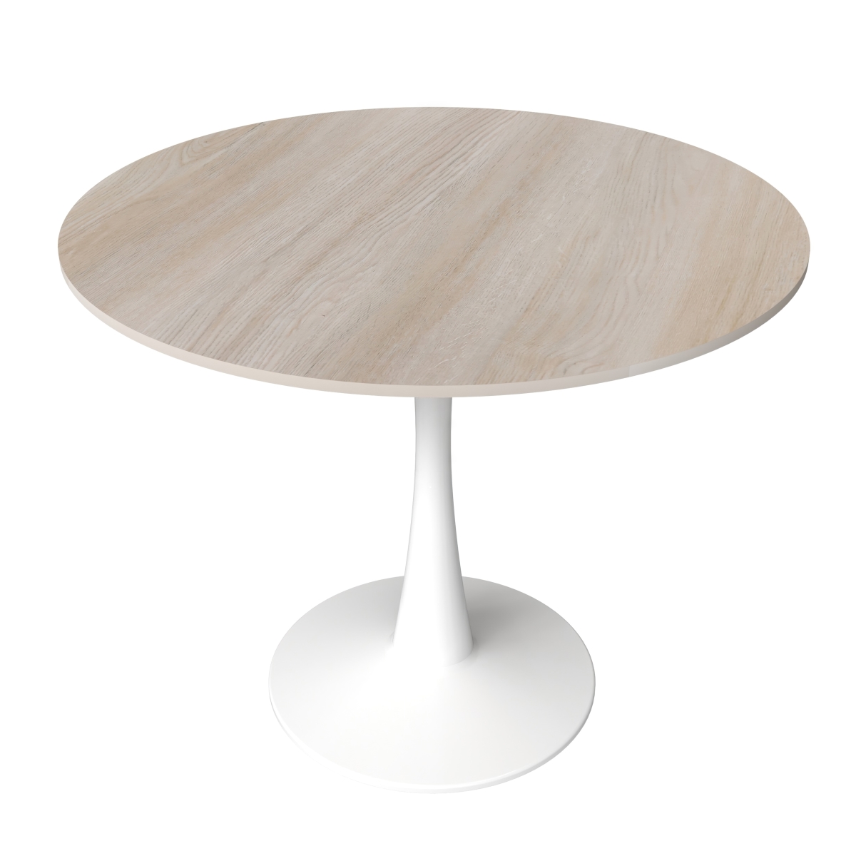 BTW-35NWST Bristol 35 in. Round Dining Table, White Base with Sintered Stone Natural Wood Top