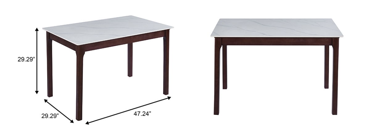 MWDTWN-70W Mina Dining Table 70 x 36 in. Walnut Wood Base with White Sintered Stone Top