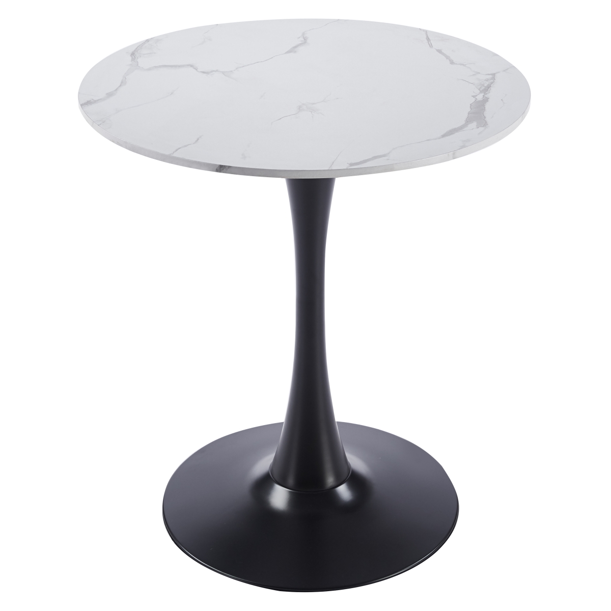 BTBL-B35MWT Bristol Bistro Dining Table Black Base with 35 in. Marbled White Beveled Top
