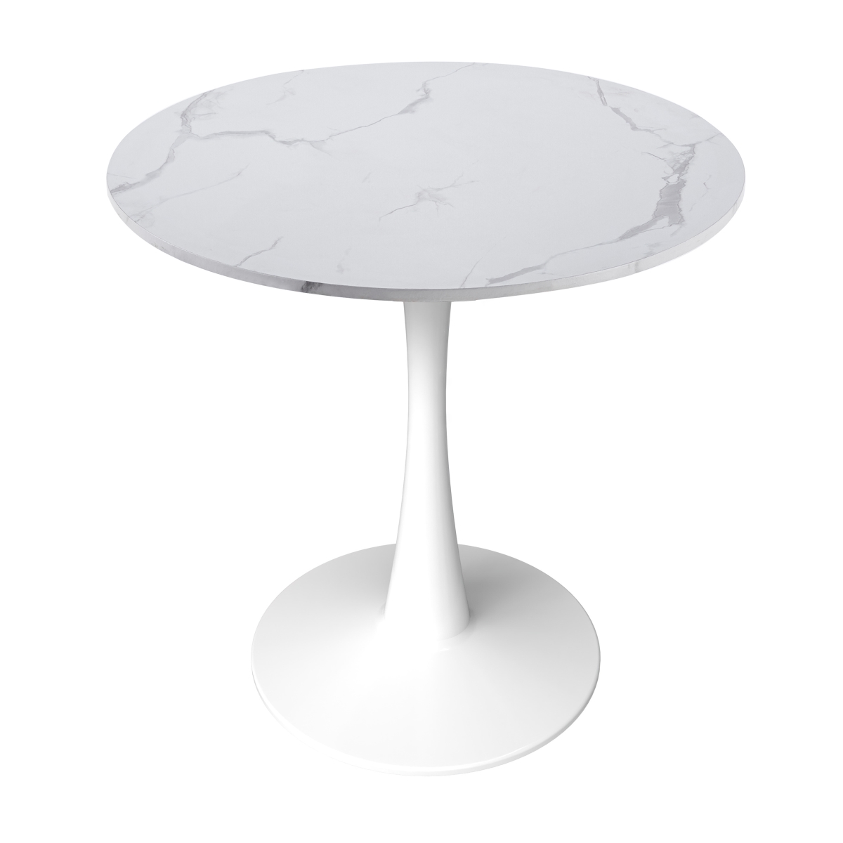 BTW-B35MWT Bristol Bistro Dining Table White Base with 35 in. Marbled White Beveled Top