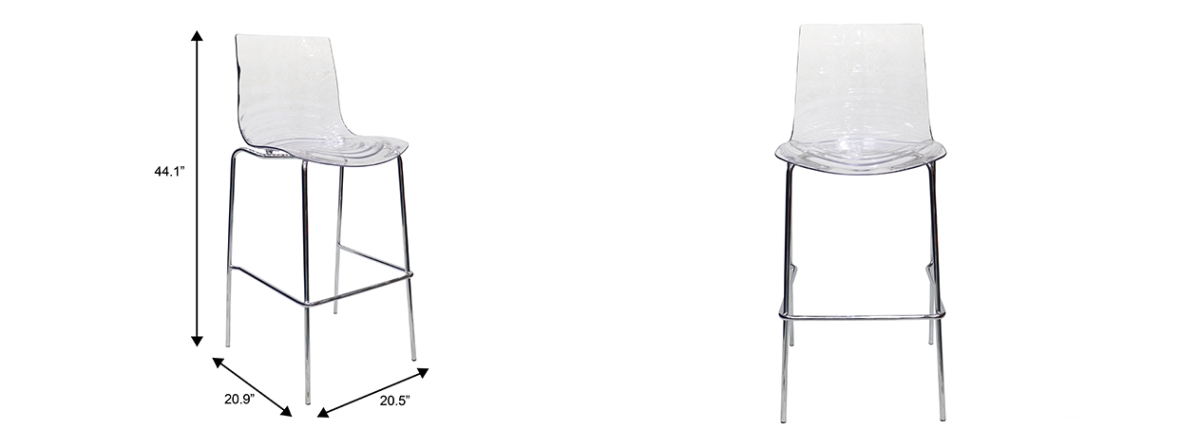 Astor Ripple Swirl Polycarbonate Seat Barstool with Chrome Base & Footrest