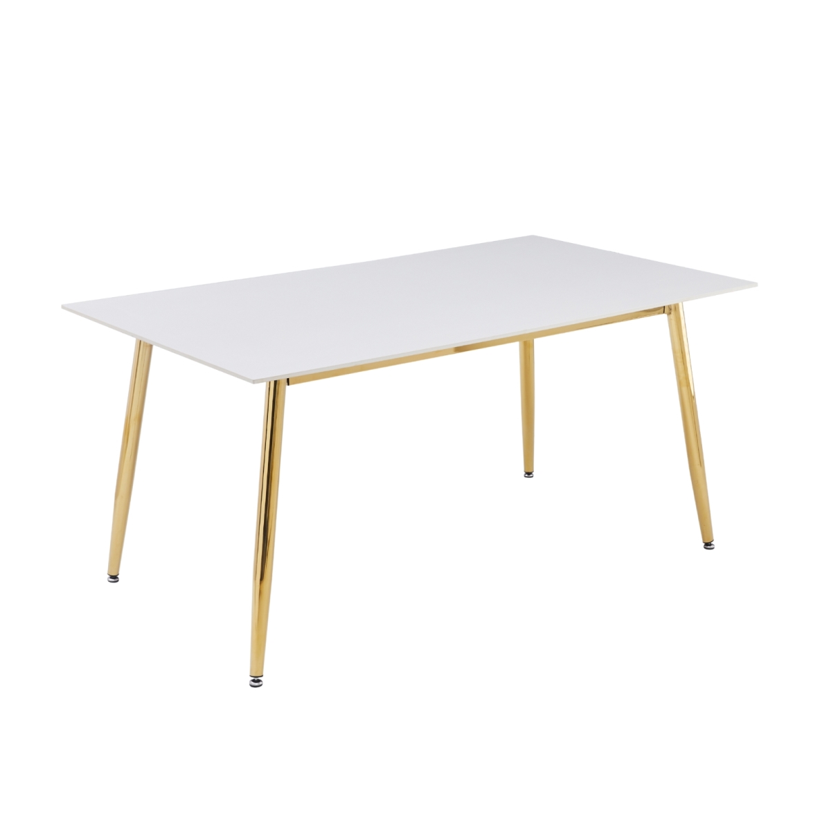 ZTBG-55SW-S Zayle Series Modern Dining Table Brushed Gold Base with 55 in. Solid White Sintered Stone Top