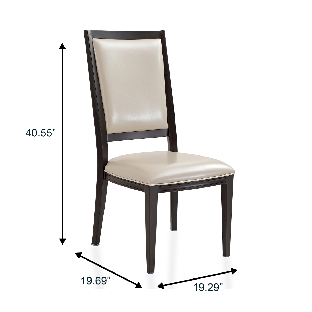 MCWN-18PW Madera Modern Dining Side Chair in Walnut Color Frame & Pearl White Seat & Back