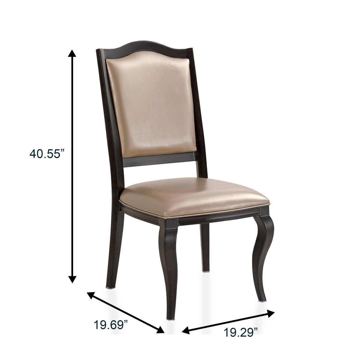 MCWNR-18CP Madera Modern Dining Side Chair Rounded Legs in Walnut Color Frame & Champagne Seat & Back