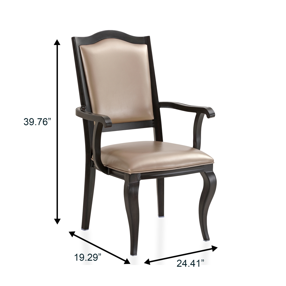 MCAWNR-18CP Madera Modern Dining Arm Chair Rounded Legs in Walnut Color Frame & Champagne Seat & Back