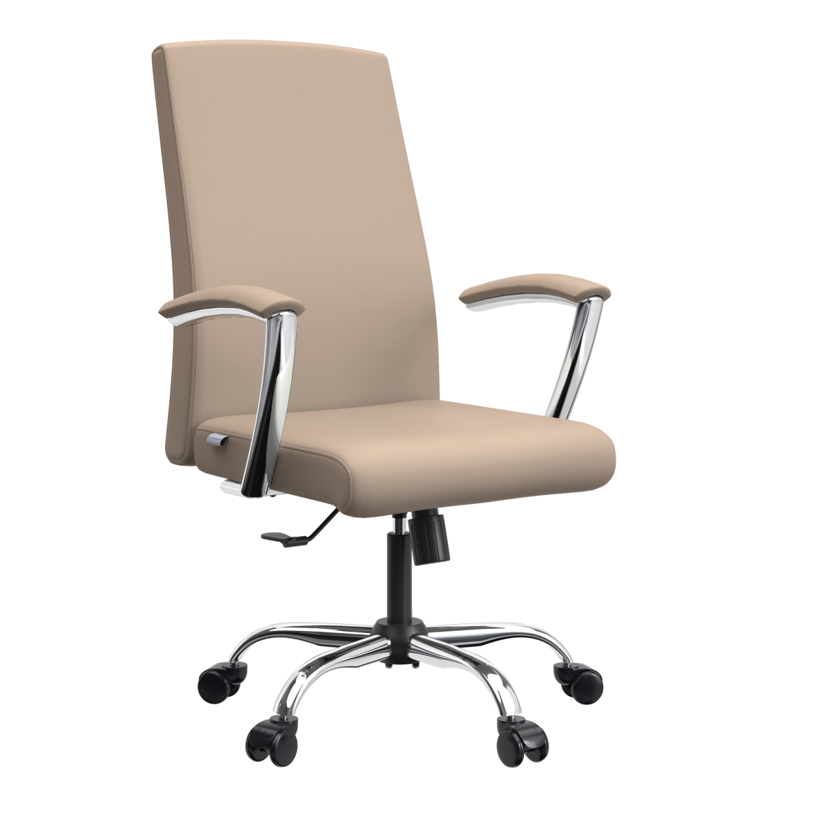 Evander Faux Leather Swivel Office Chair, Aluminum Frame, Tilt Control